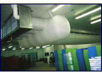 SALAMI PROCESSING ROOM - Bretagne - France. HILW industrial unit cooler with stainless steel casing suitable for textile duct